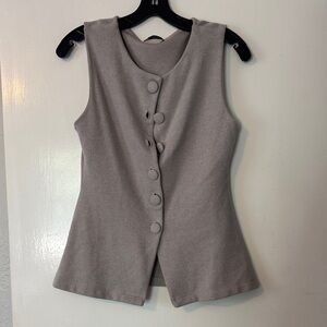 Zara Taupe Button-Front Sleeveless Tank Top